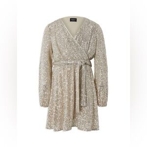 Bardot Designer Junior Sequin Dress in Gold Sparkly Formal Wedding